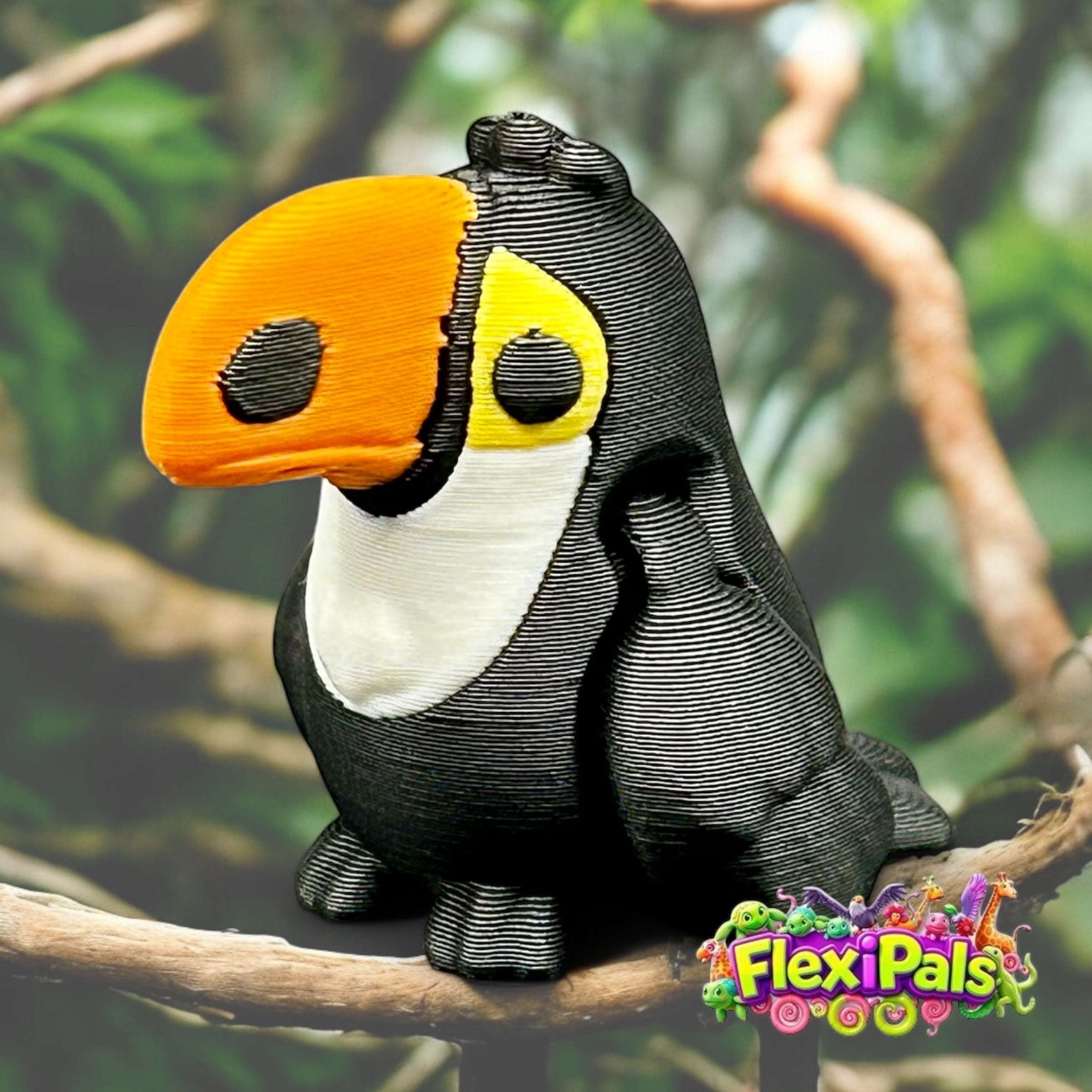 Toucan – 3D Printed Articulating Mini Figures – Flexible Poseable Collectible Toys – Customizable FlexiPal Minis for Display, Play, or Desk Decor – Creative Fidget Toys for Kids and Collectors