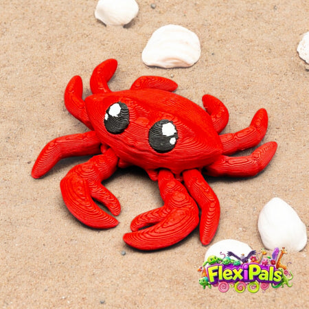 Crab – 3D Printed Articulating Mini Figures – Flexible Poseable Collectible Toys – Customizable FlexiPal Minis for Display, Play, or Desk Decor – Creative Fidget Toys for Kids and Collectors