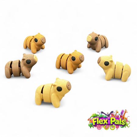 Capybara – 3D Printed Articulating Mini Figures – Flexible Poseable Collectible Toys – Customizable FlexiPal Minis for Display, Play, or Desk Decor – Creative Fidget Toys for Kids and Collectors - FlexiPals