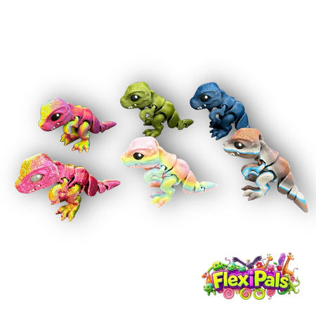 T-Rex - 3D Printed Articulating Mini Figures – Flexible Poseable Collectible Toys – Customizable FlexiPal Minis for Display, Play, or Desk Decor – Creative Fidget Toys for Kids and Collectors - FlexiPals