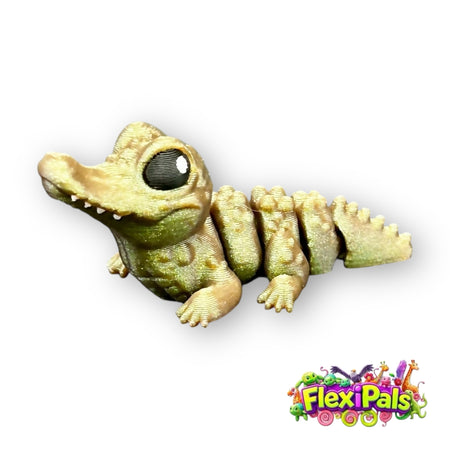 Crocodile FlexiPal – 3D Printed Articulating Mini Figure – Flexible, Poseable Reptile Toy with Movable Tail and Jaws – Fun Fidget for Kids and Animal Collectors – Great for Play, Display, or Desk Decor – FlexiPals Collectible