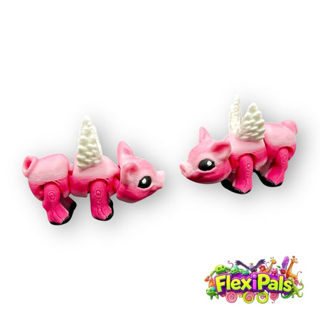 Poseable Flying Pig FlexiPal Toy – 3D Printed Flexible Mini Figure with Articulated Wings – Playful Fidget and Fantasy Animal for Kids, Desk Display, or Collectors – FlexiPals Miniature