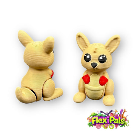 Poseable Kangaroo FlexiPal Toy – 3D Printed Flexible Mini Figure with Articulated Legs and Tail – Fun for Kids, Collectors, or Animal Lovers – Australian Wildlife Collectible – FlexiPals Miniature