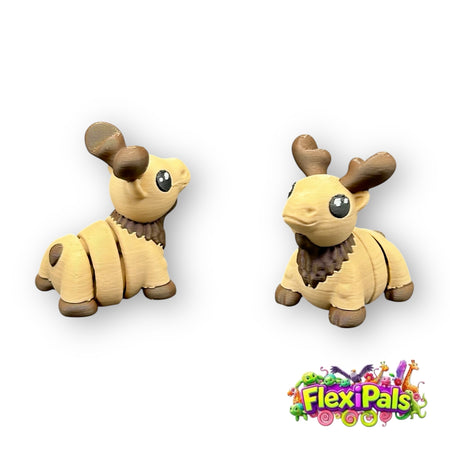 Poseable Moose FlexiPal Toy – 3D Printed Flexible Mini Figure with Articulated Legs and Detailed Antlers – Fun Desk Toy or Display Piece for Animal Lovers and Collectors – FlexiPals Miniature