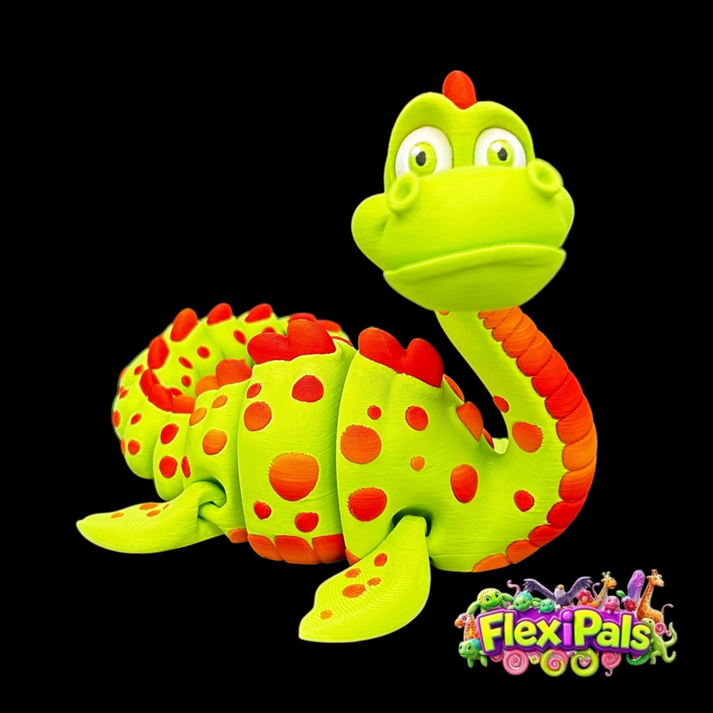 Colorful articulated Loch Ness Monster figure displayed as a playful desk collectible or gift - FlexiPals