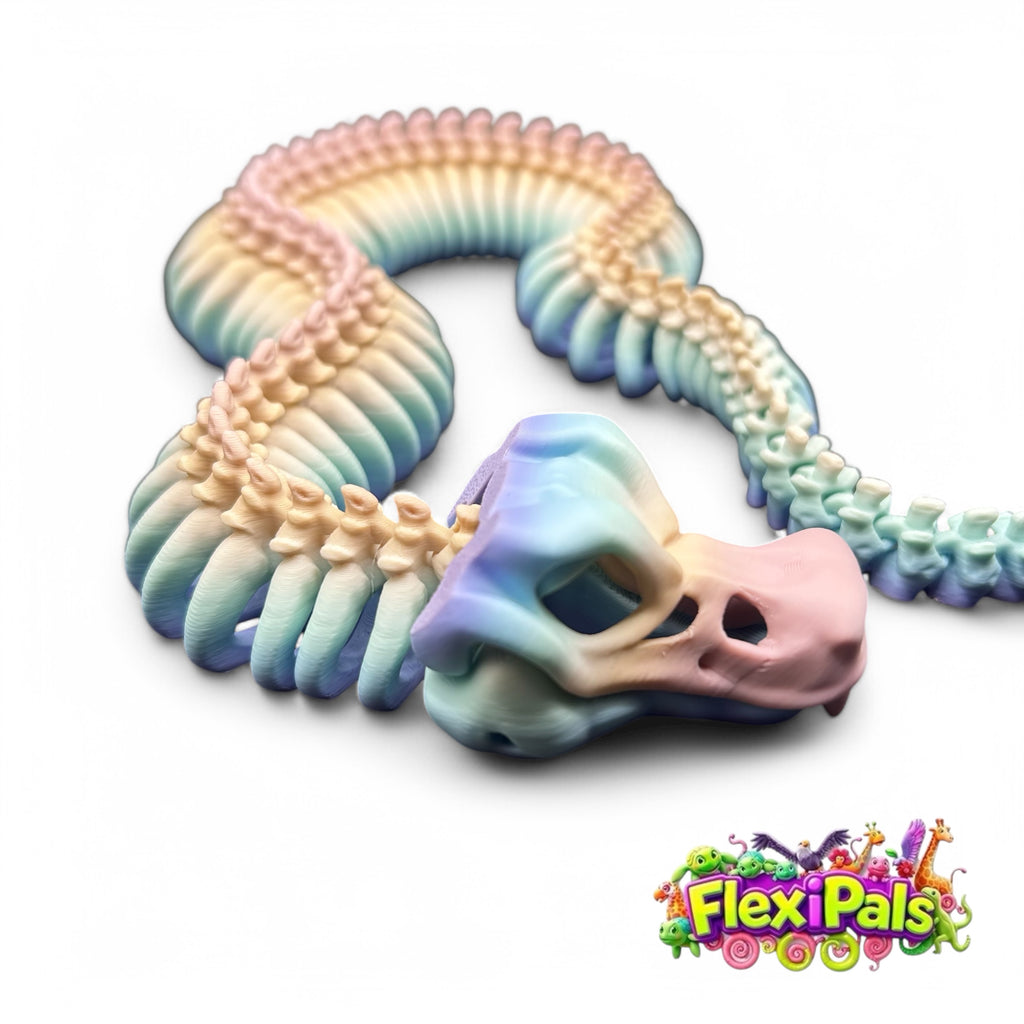Flexi Skeleton Snake | 3D Printed Articulating Snake Toy | Snake Gift | Fidget Toy | Desk Toy | Sensory Toy | Snake Toy | Flexi Factory