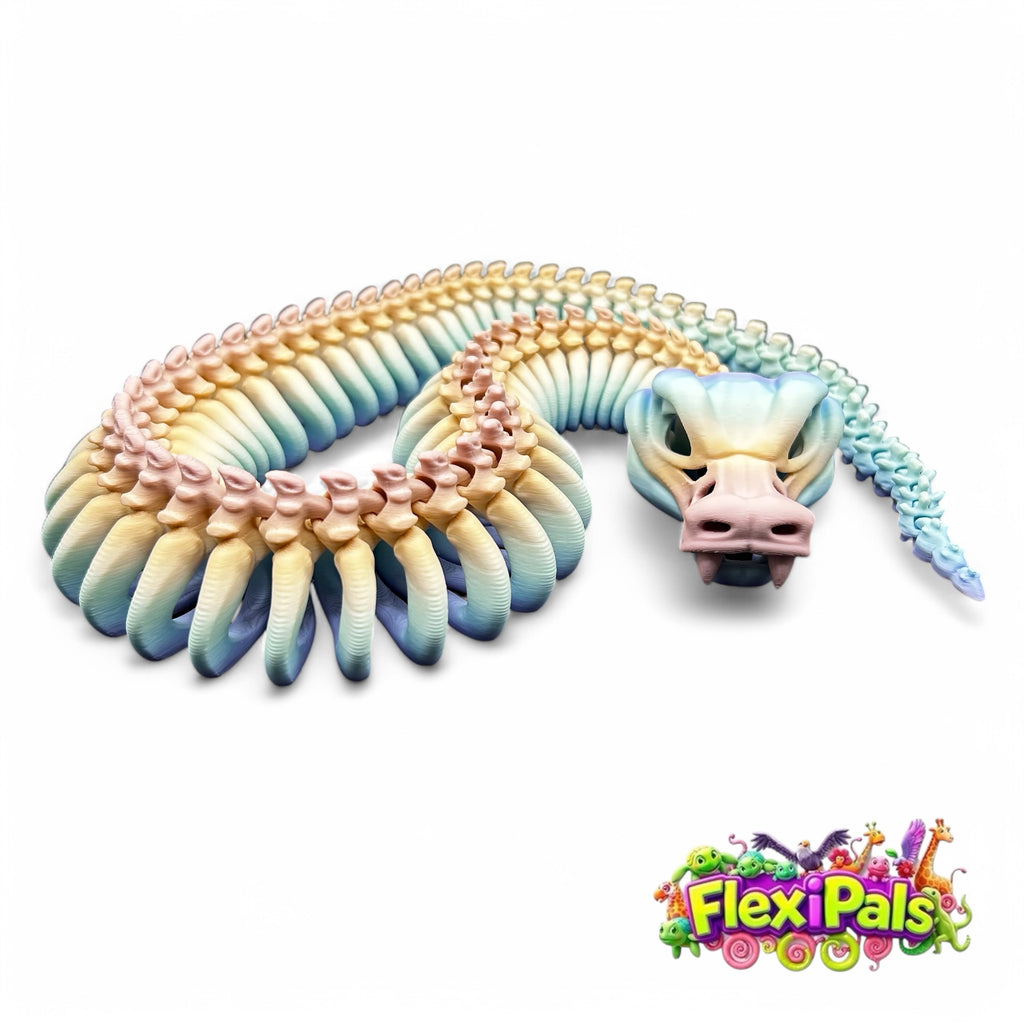 Flexi Skeleton Snake | 3D Printed Articulating Snake Toy | Snake Gift | Fidget Toy | Desk Toy | Sensory Toy | Snake Toy | Flexi Factory