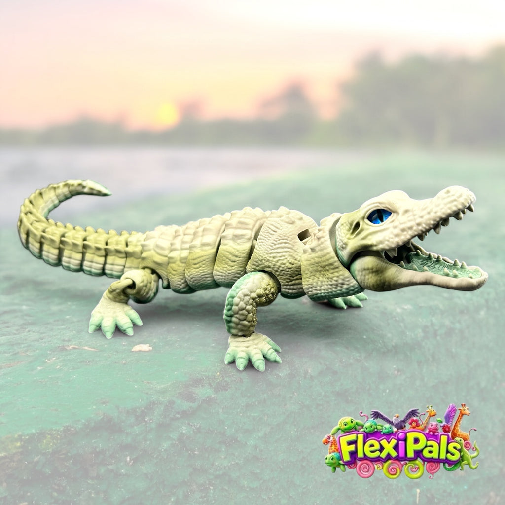 Flexi Alligator | 3D Printed Articulating Reptile Toy | Alligator Gift | Fidget Toy | Desk Toy | Sensory Toy | Alligator Figure | Flexi Factory | Swamp Animal Toys | Raki-Box