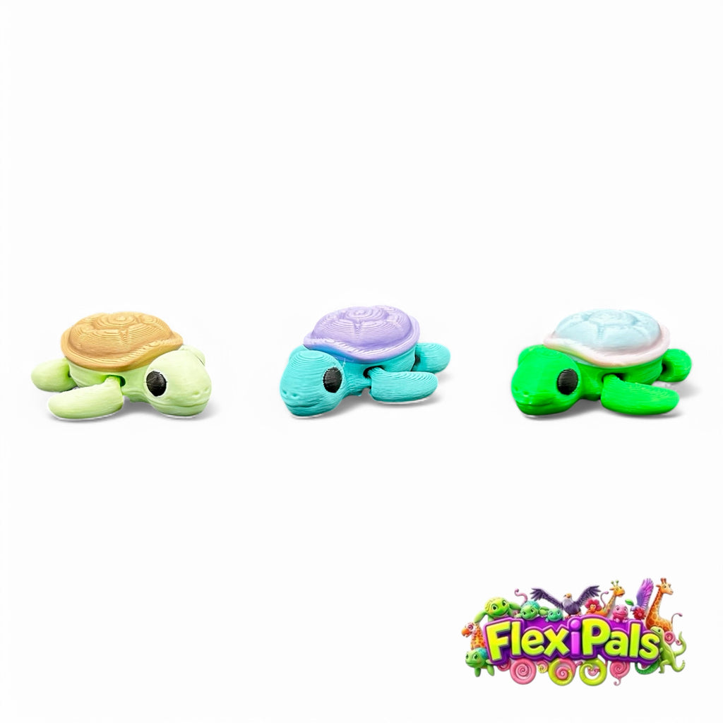 Turtle – 3D Printed Articulating Mini Figures – Flexible Poseable Collectible Toys – Customizable FlexiPal Minis for Display, Play, or Desk Decor – Creative Fidget Toys for Kids and Collectors