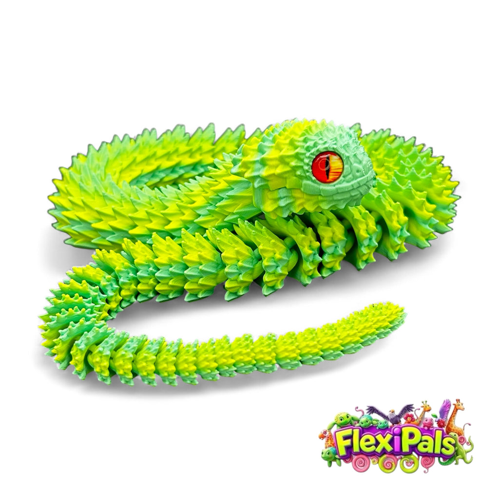 Lifelike bush viper snake sculpture – large reptile model with textured scales