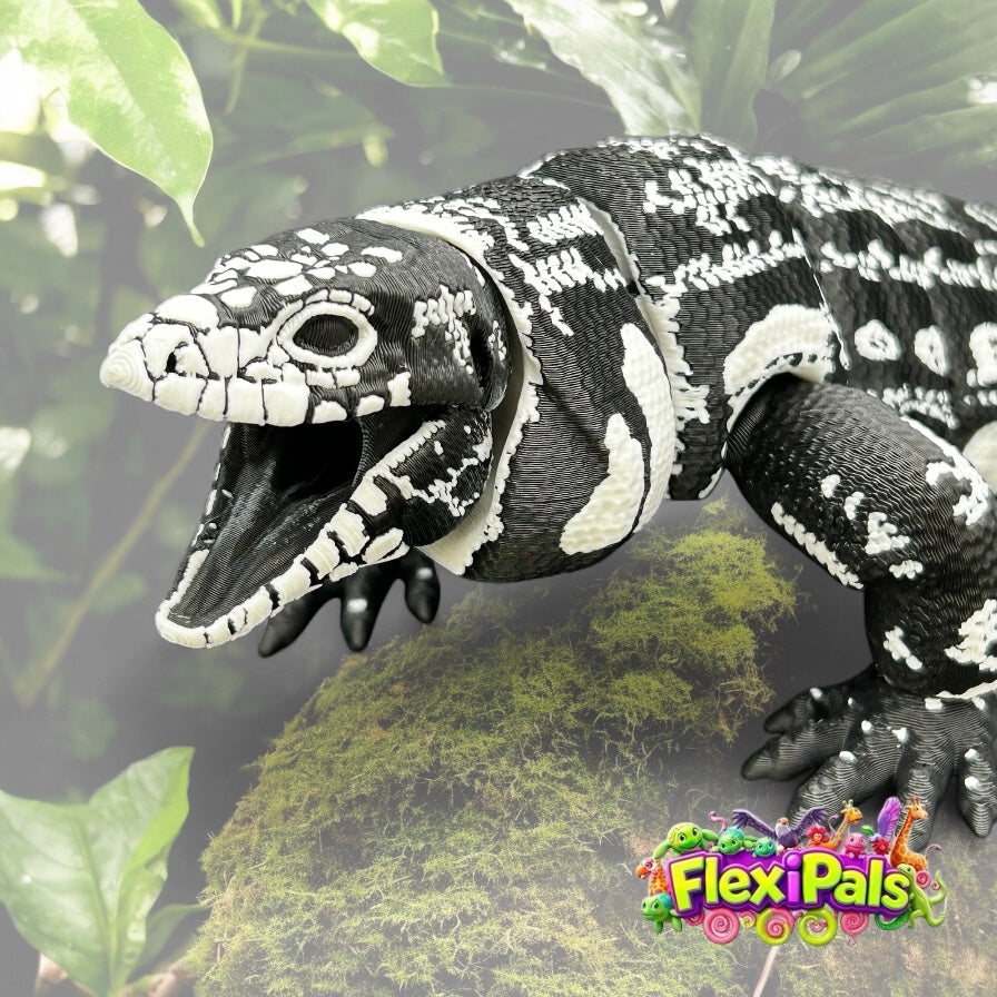 Tegu Lizard 3D-Printed Model – Realistic Tegu lizard figurine with lifelike textures and vibrant color patterns, perfect for reptile lovers and collectors.
