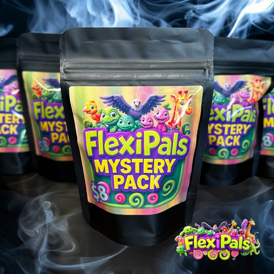 FlexiPals Mystery Pack – sealed surprise toy pack featuring 5 bendable collectible figures for kids and collectors.